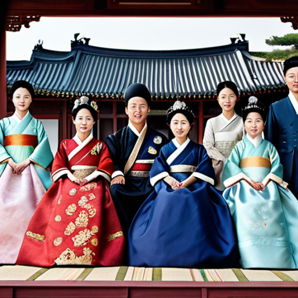 백제 왕실 족보 - **Prompt:** "Royal family of Baekje in traditional Korean attire, elegant palace background, showcas...