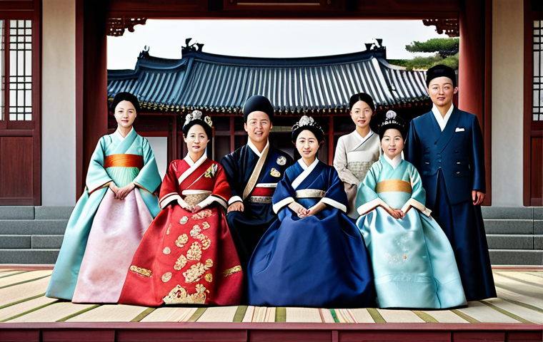 백제 왕실 족보 - **Prompt:** "Royal family of Baekje in traditional Korean attire, elegant palace background, showcas...
