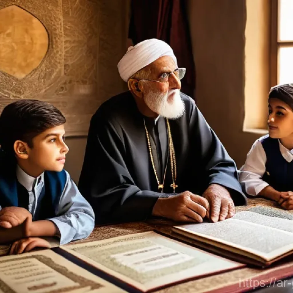 족보와 유산 상속 - **Prompt 1: "The Wisdom of Generations"**
    "A heartwarming scene depicting a wise, elderly Arab g...