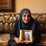 Home 16 가문 역사 기록법 - A deeply intimate and warm scene in an Arab family living room, bathed in soft, golden hour sunlight...